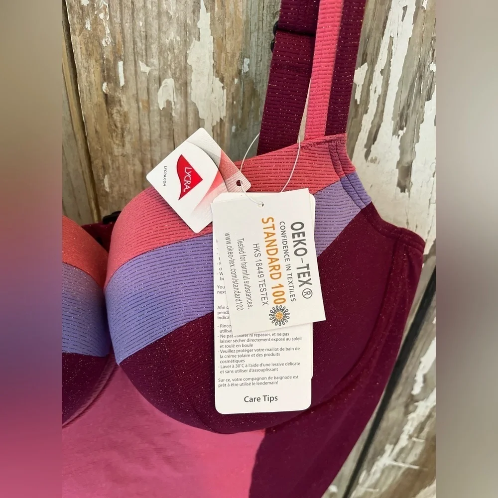 Ulla Popken One Piece Swimsuit NWT USA Size 30 Pink & purple